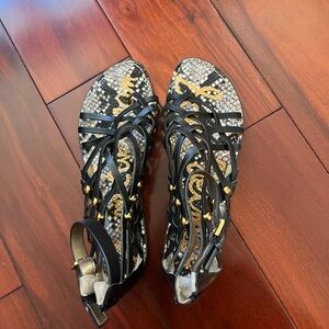 Sam Edelman Leather Gardener Gladiator Sandal Black Leathers Sz 8